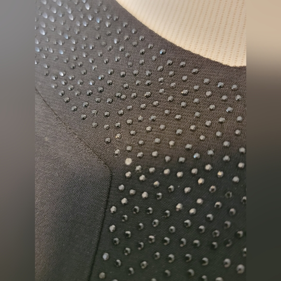 Avenue Women's Plus Black Tunic with Drape Hemline Gem Studded Neckline - 22/24 - Picture 3 of 10